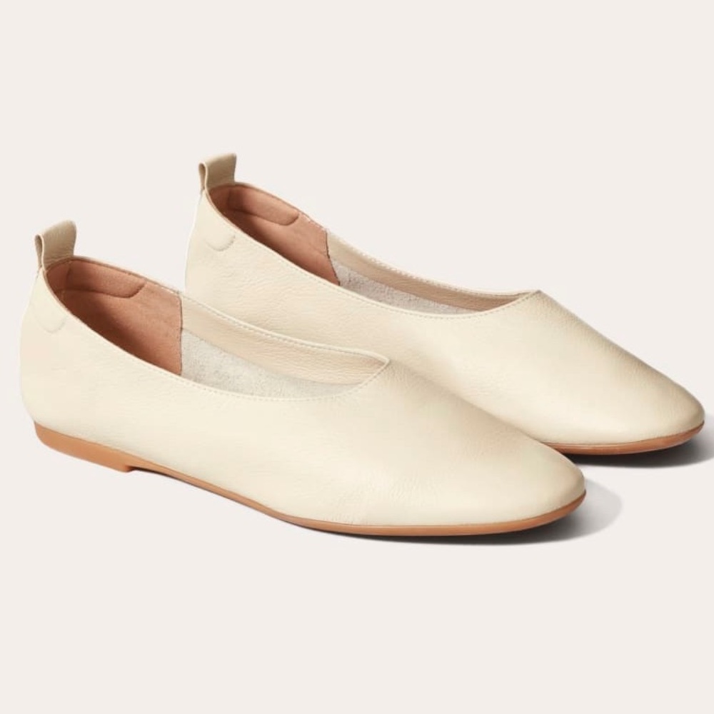 Everlane Cream Leather Flats